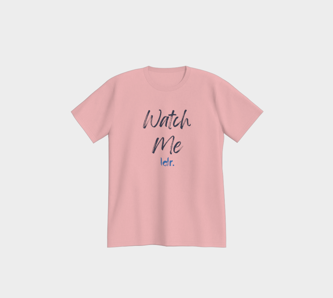Pink t-shirt with 'Watch Me' text on a pinkk background