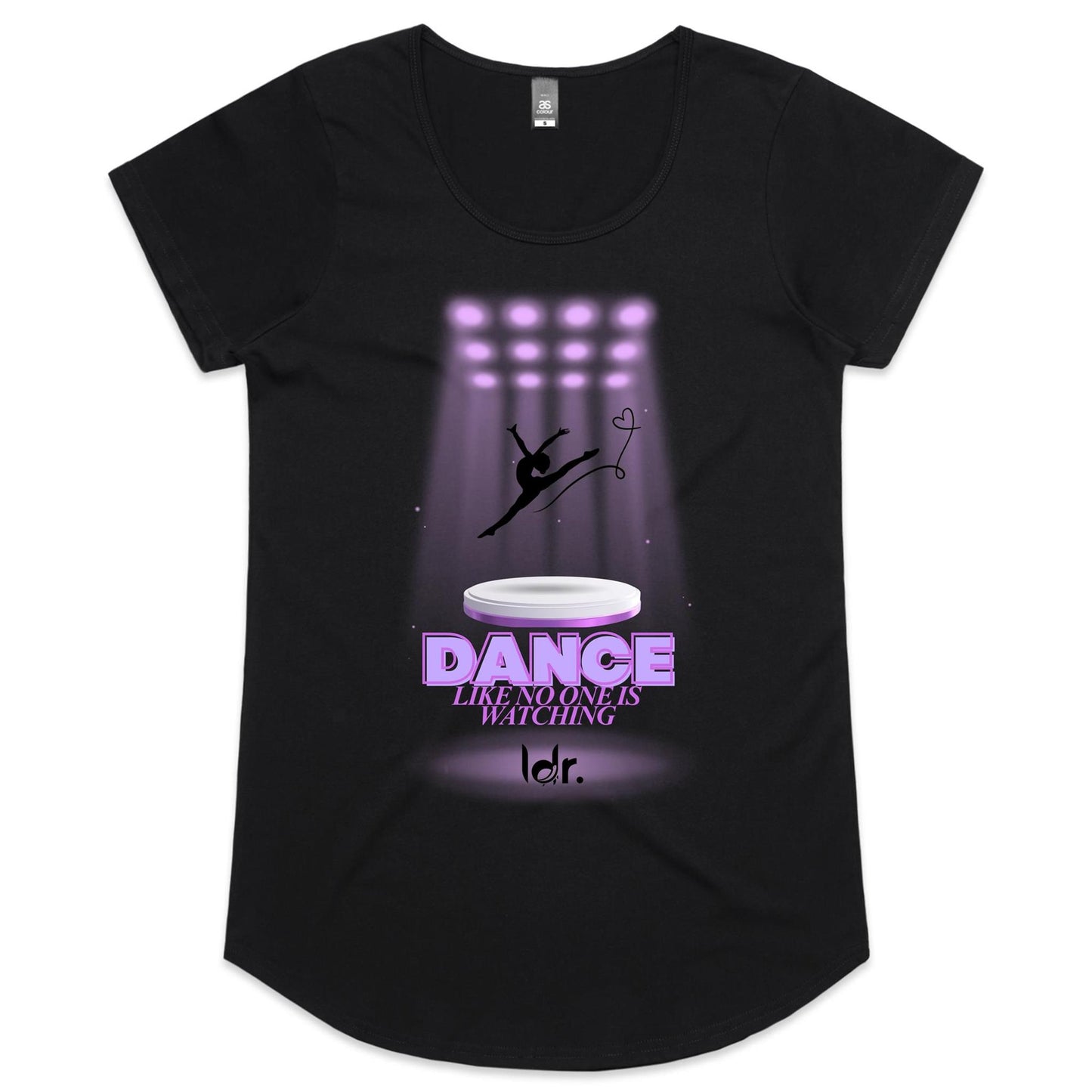 black tshirt: Dance like no one is watching, ldr